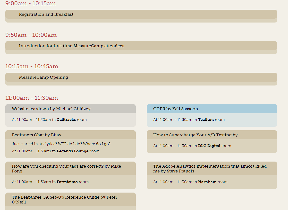 MeasureCamp #11 Schedule