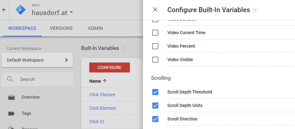 GTM Built-In Variable konfigurieren