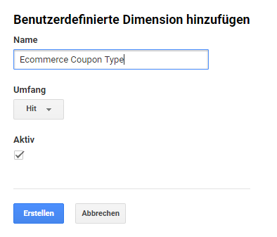 Custom Dimension in GA anlegen