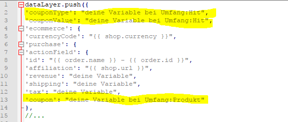 Ecommerce Transaktions Tracking Code - Gutschein