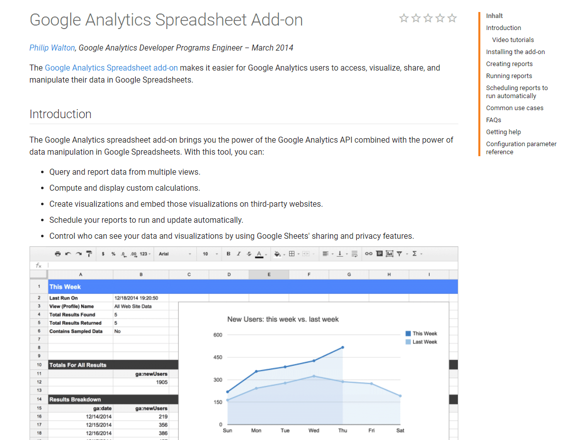 Google Analytics Spreadsheet Add On