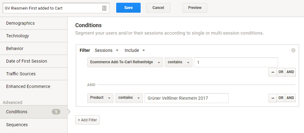 Advanced Segment in Google Analytics