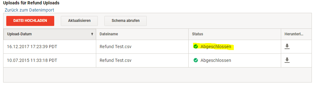 Data Import - Abgeschlossen