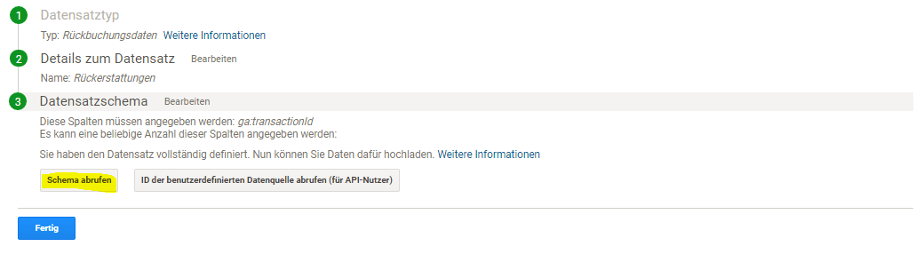 Data Import Feature Schema abrufen und herunterladen