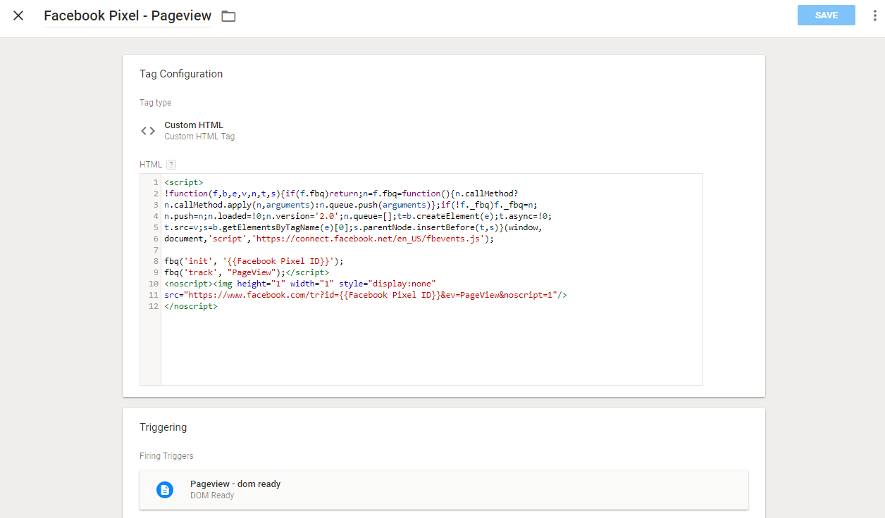 Facebook Pageview Tracking Code
