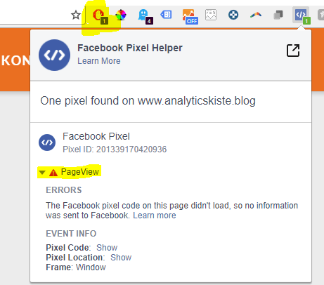 Facebook Pixel Helper mit AdBlocker