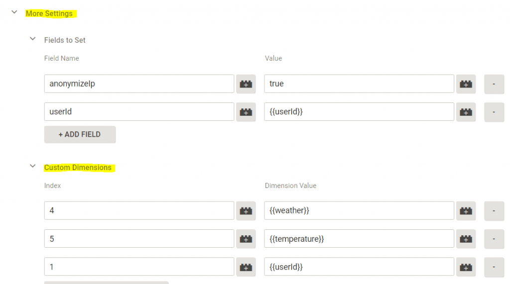 GTM Tag Wetter Event Custom Dimensions
