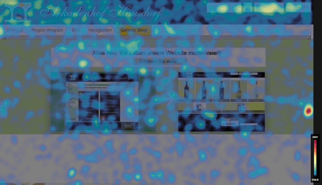 Hotjar Move Heatmap Startseite