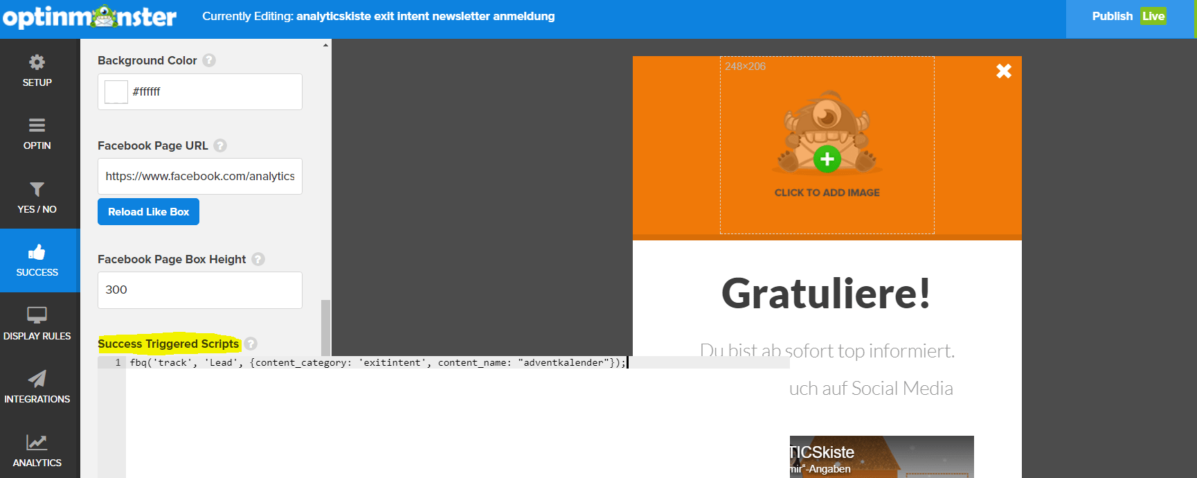 Optin-Monster Success-Page