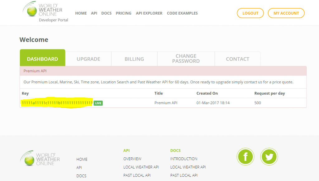 World Weather API Key