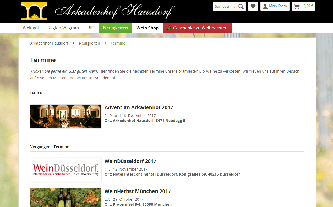 hausdorf.at Termine Übersicht