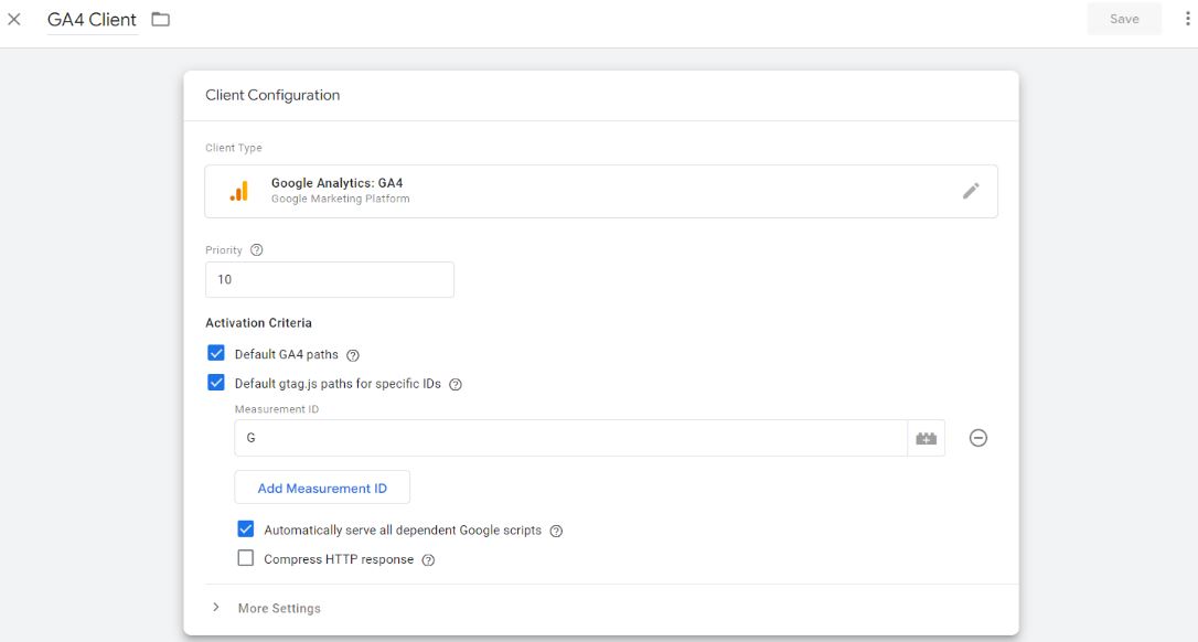 Beispiel GA4 Client am Server GTM