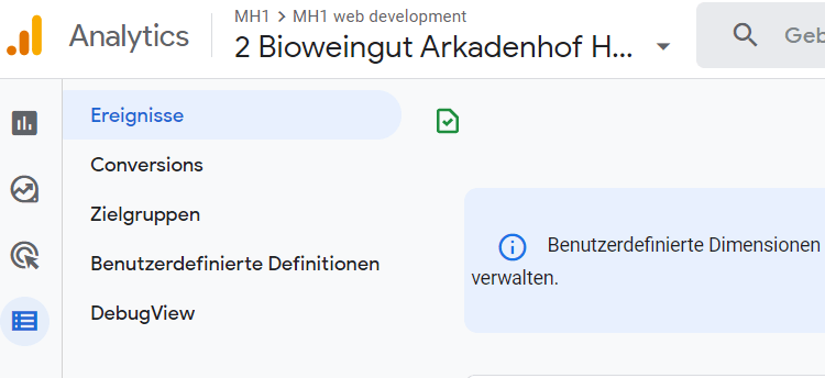 Berichtsbereich Konfiguration in GA4