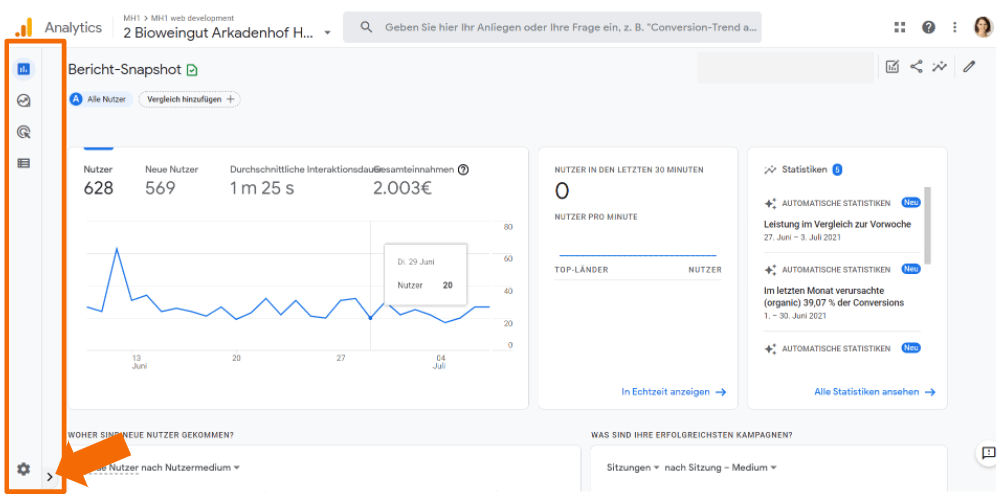 Berichtsnavigation NEU in GA4