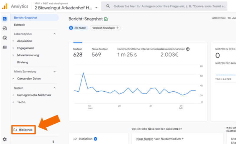 Berichtsnavigation in GA4 anpassen
