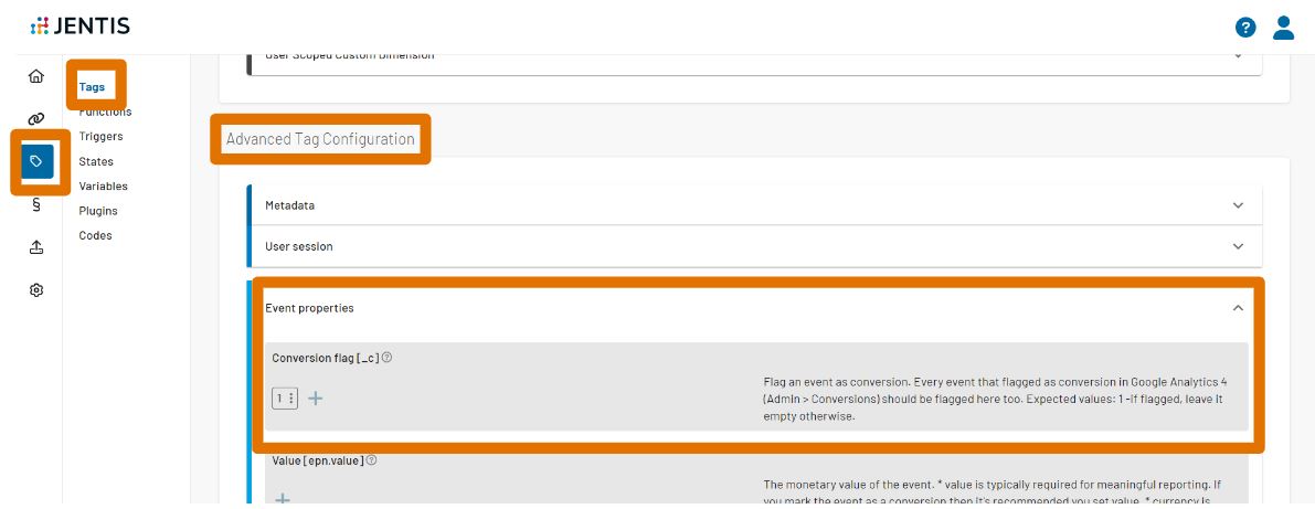 Conversion Definition in JENTIS