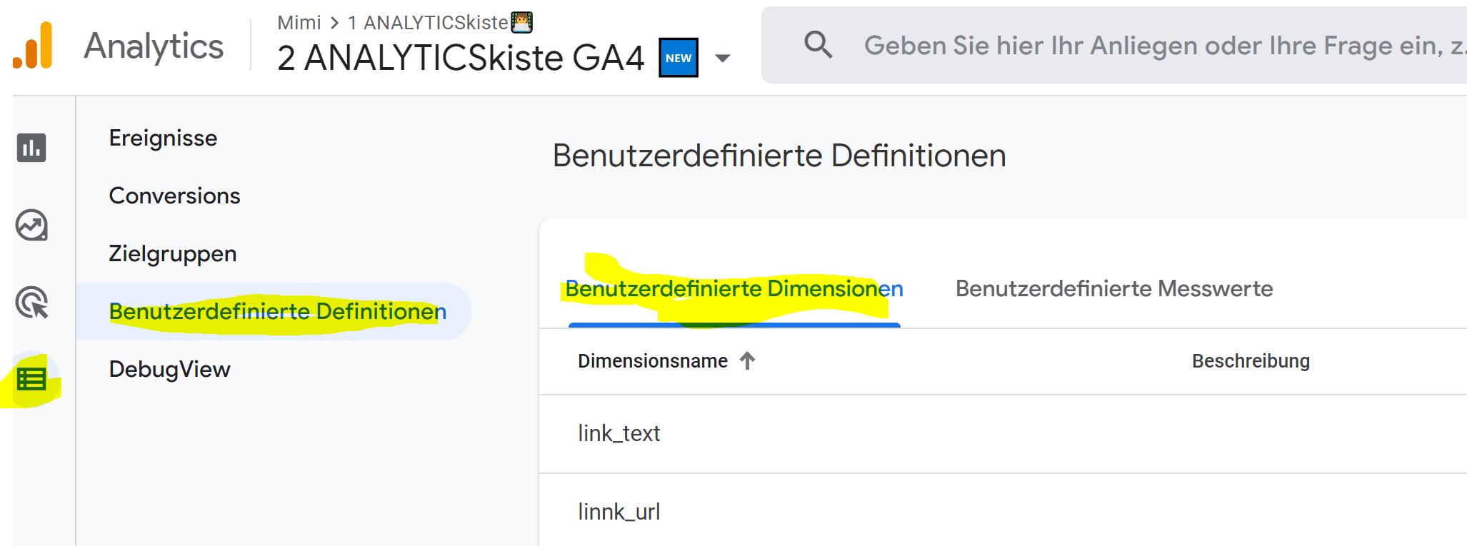 Custom Dimension Setup in GA4