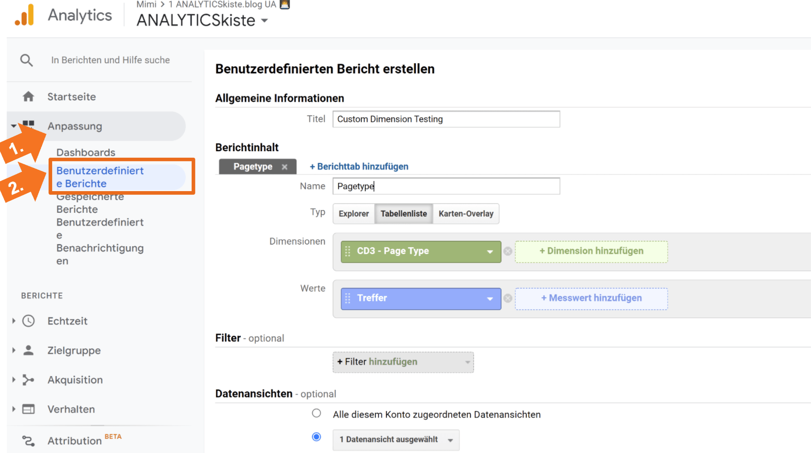 Custom Dimension Testing in Universal Analytics