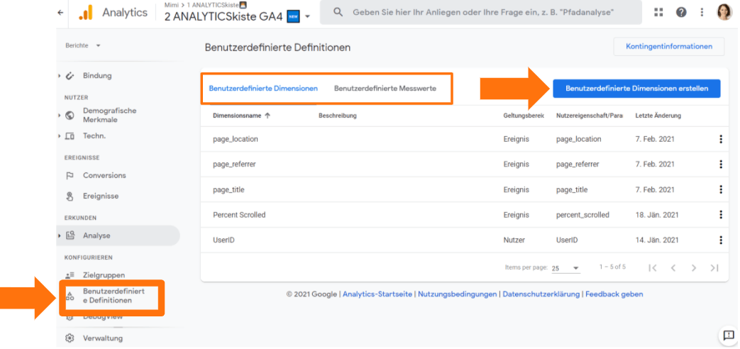 Custom Dimensions in GA4