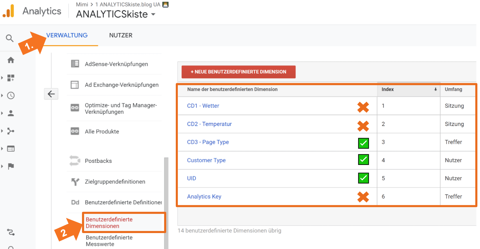 Custom Dimensions von UA nach GA4 übernehmen