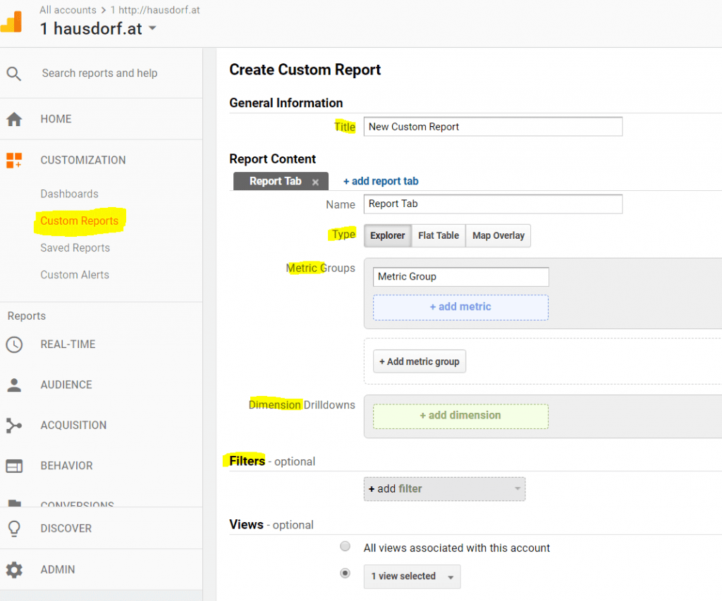 Custom Reports in Google Analytics