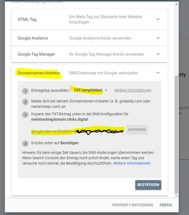 DNS Settings für Google Cloud