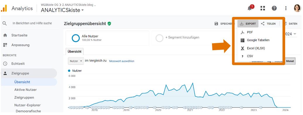 Datenexport Universal Analytics