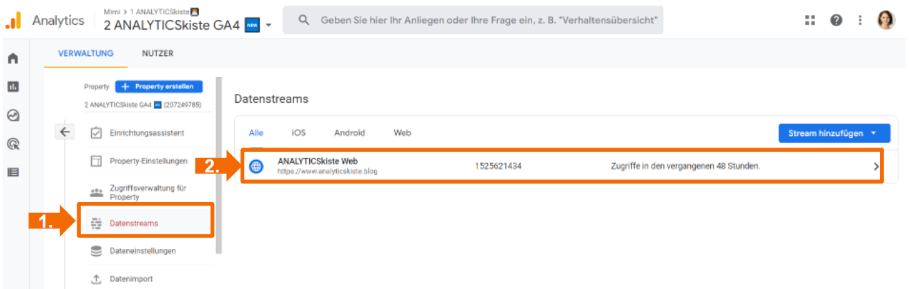 Datenstream in GA4