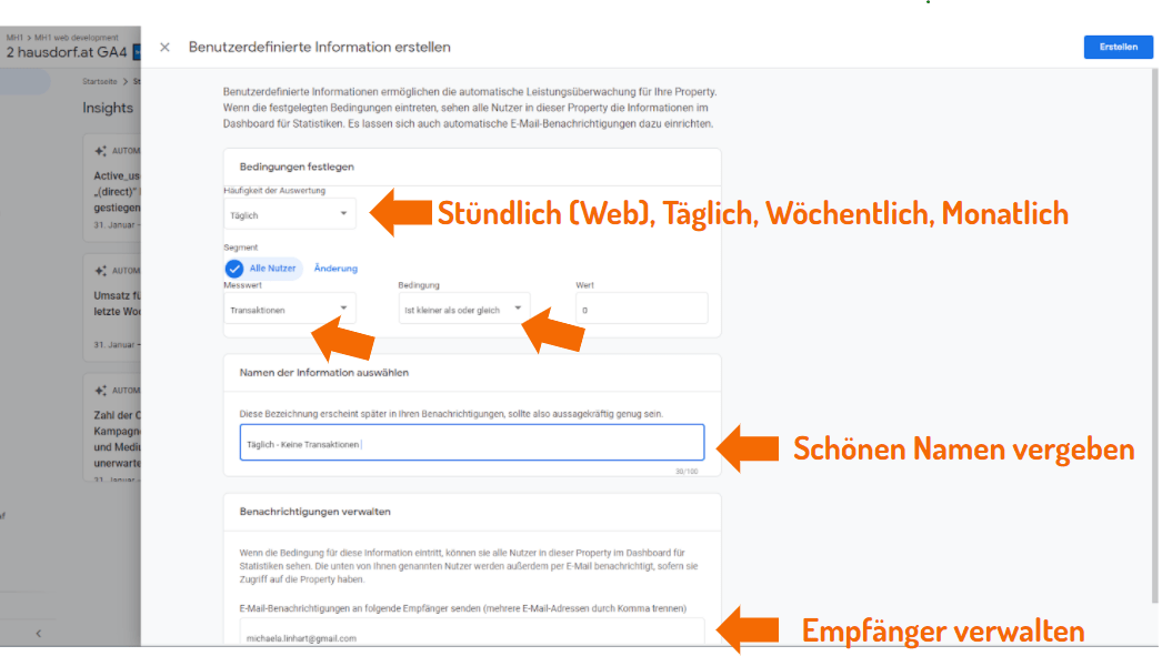Eigenen Custom Alert in GA4 erstellen