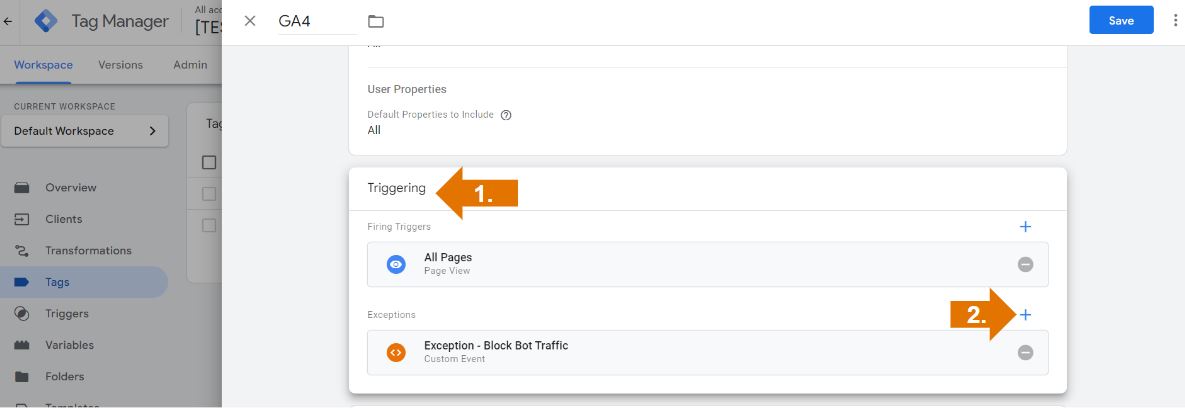 Exception im SERVER GTM-Trigger hinzufügen