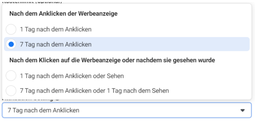 Facebook Attribution Einstellungen