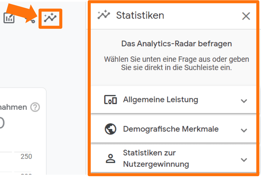 GA4 Berichtseinstellungen - Analytics Radar aufrufen