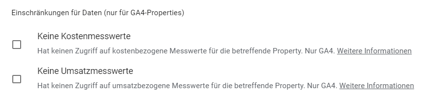 GA4 Dateneinschränkungen auf User Basis