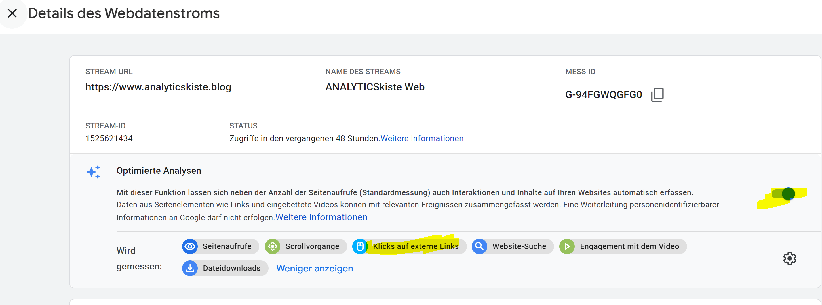 GA4 Einstellung für Klicks auf externe Links