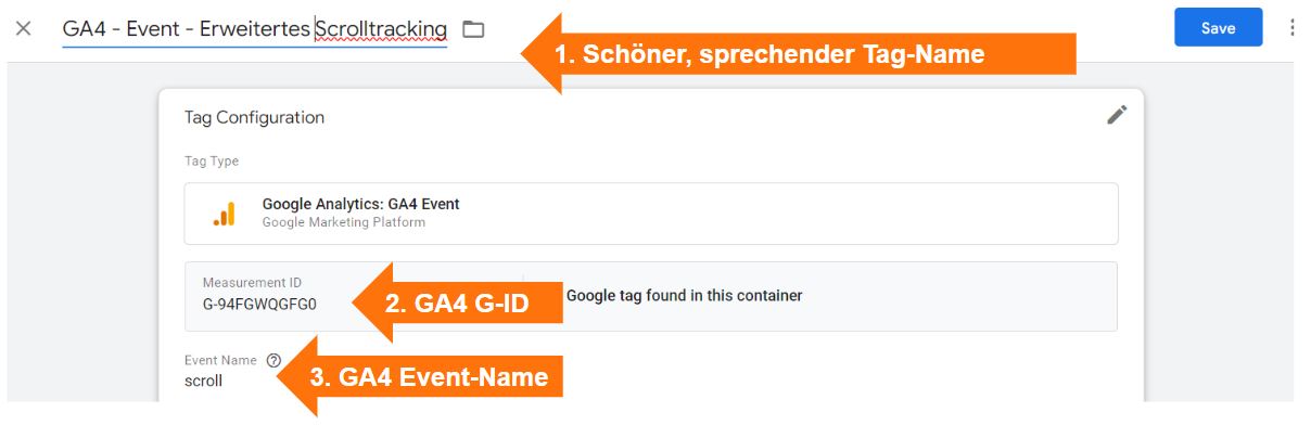 GA4 Event Name wählen