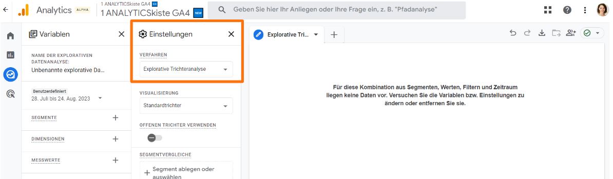 GA4 Explorative Trichteranalyse