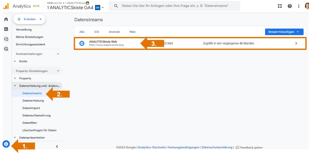 GA4 IP-Filter im Web-Datastream