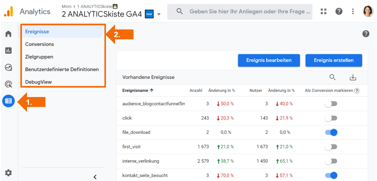 GA4 Konfigurationen auf Berichtsebene