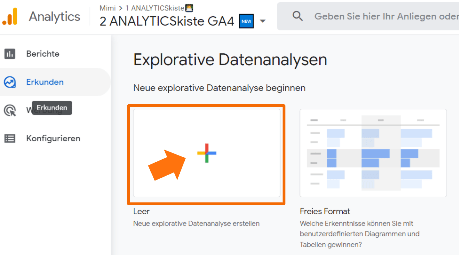 GA4 Leeren Custom Report erstellen