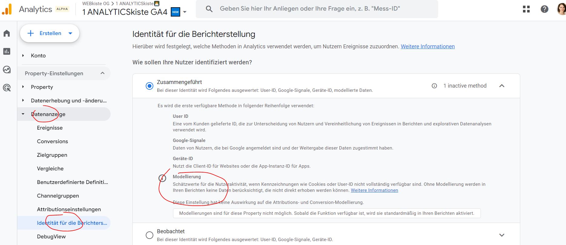 GA4 Modellings überprüfen