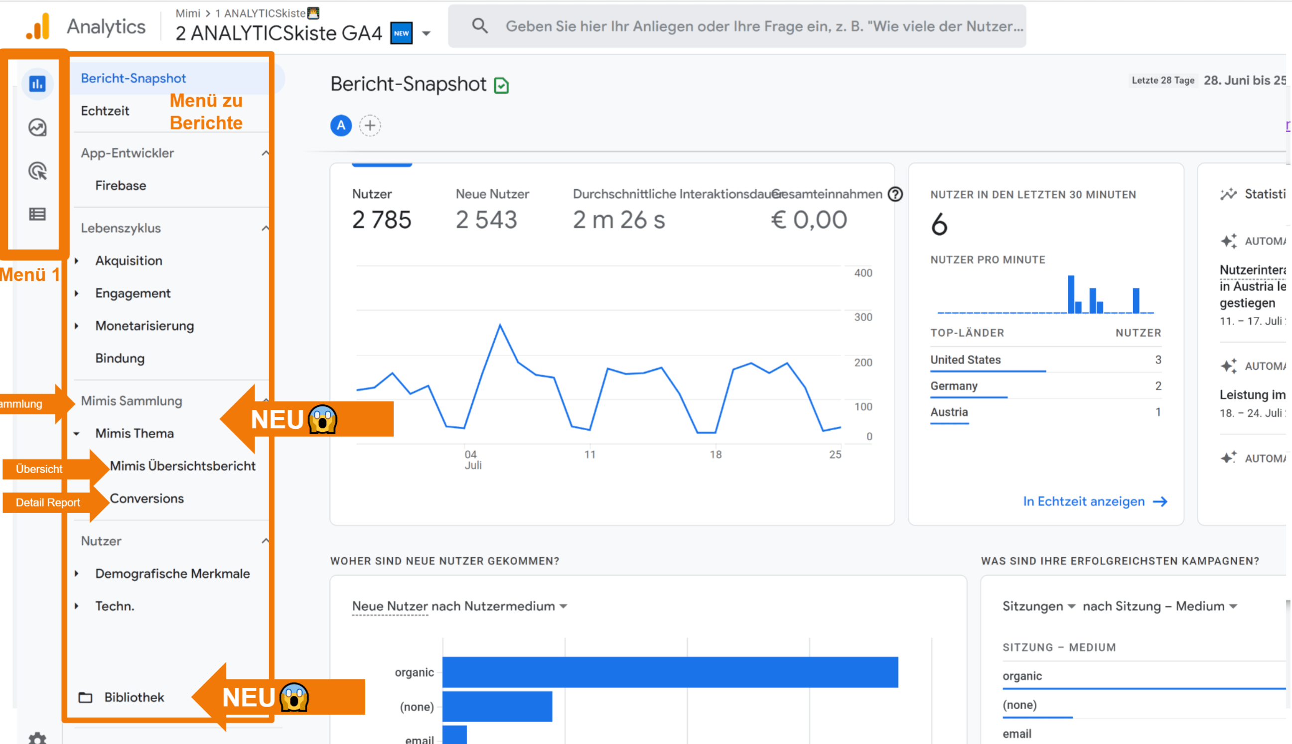 GA4 Navigation für Standardberichte