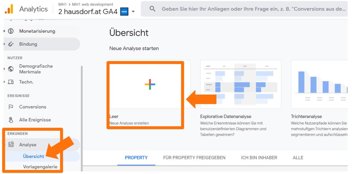 GA4 - Neuen Custom Report erstellen