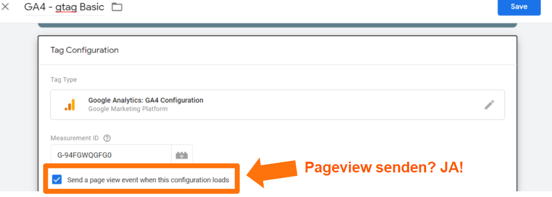 GA4 Pageview senden - ja