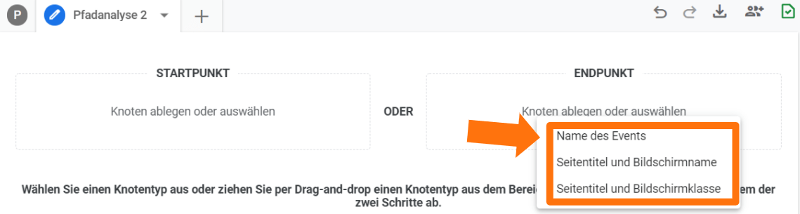 GA4 - Pfadanalyse Endpunkt auswählen