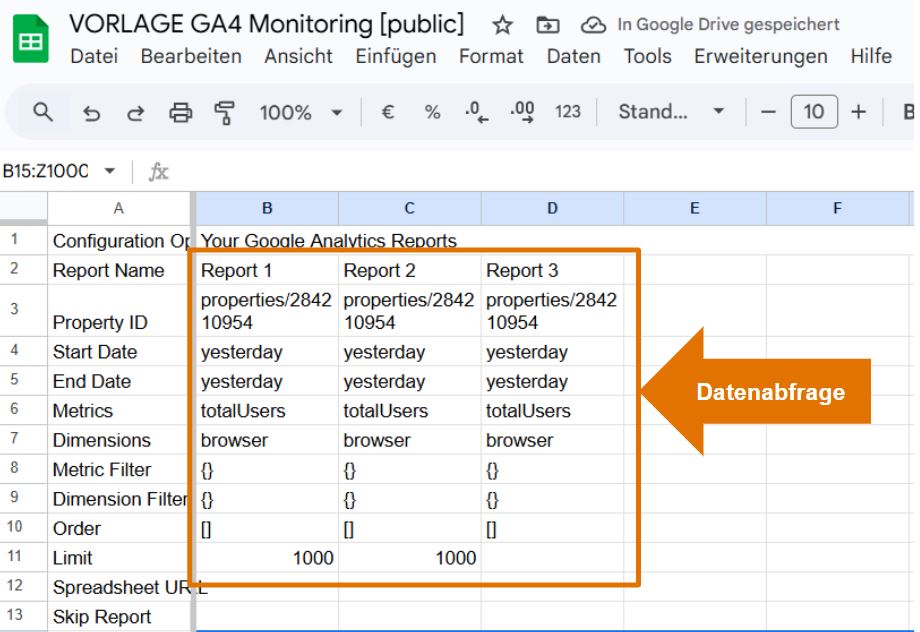 GA4 Report Builder einfache Datenabfrage