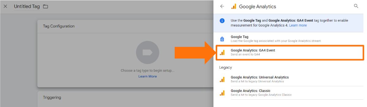 GA4 Tag Type - Google Analytics GA4 Event
