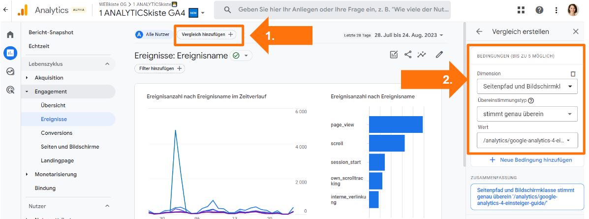 GA4 Vergleich hinzufügen