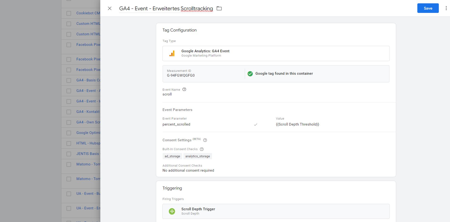 GTM Fertiger GA4 Scoll-Tracking-Tag