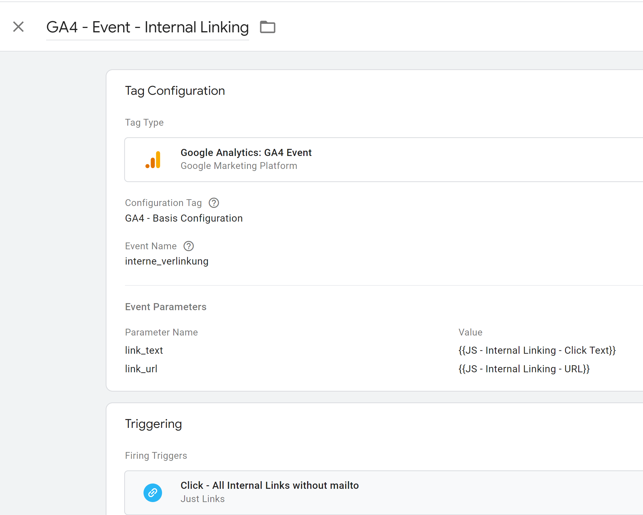 GTM - GA4 Tag für interne Links