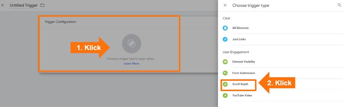 GTM Trigger Typ Scroll Depth